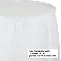 White Plastic Tableskirt, 14' X 29