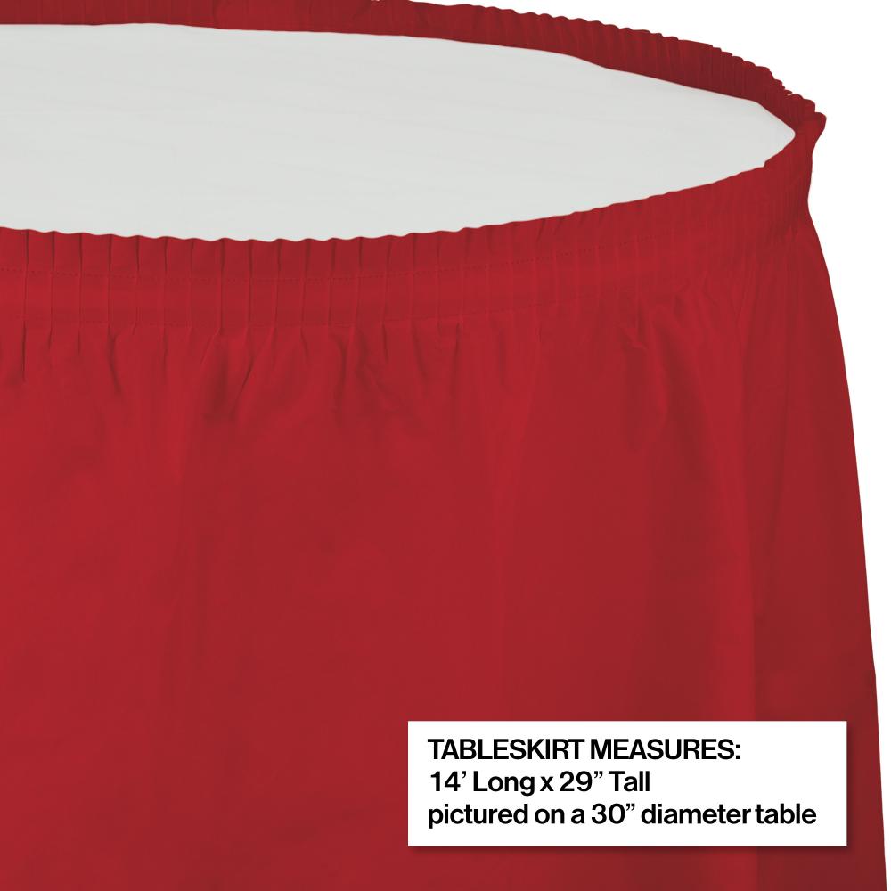 Classic Red Plastic Tableskirt, 14' X 29"