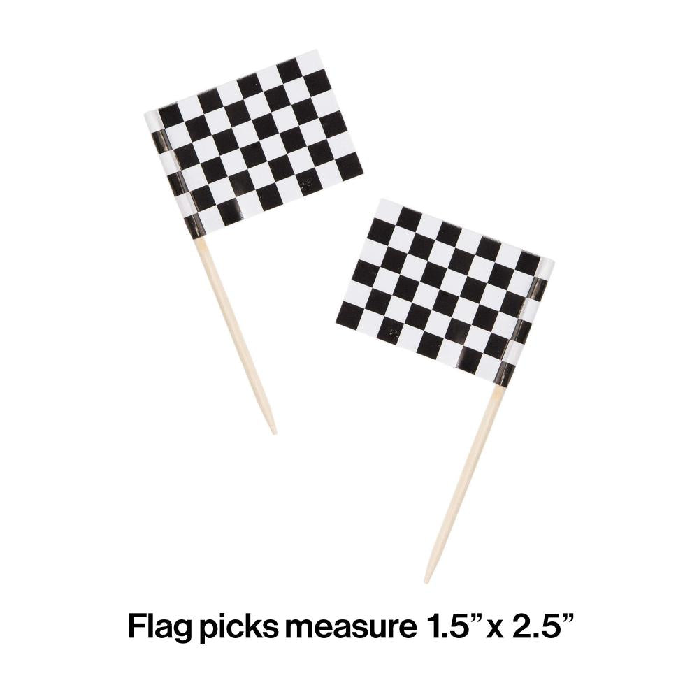 600ct Bulk Black & White Check Flag Picks