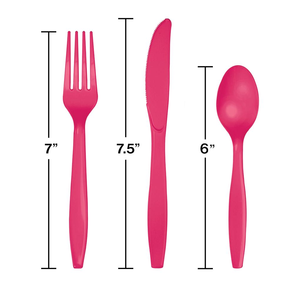 Hot Magenta Pink Assorted Plastic Cutlery, 24 ct Party Decoration