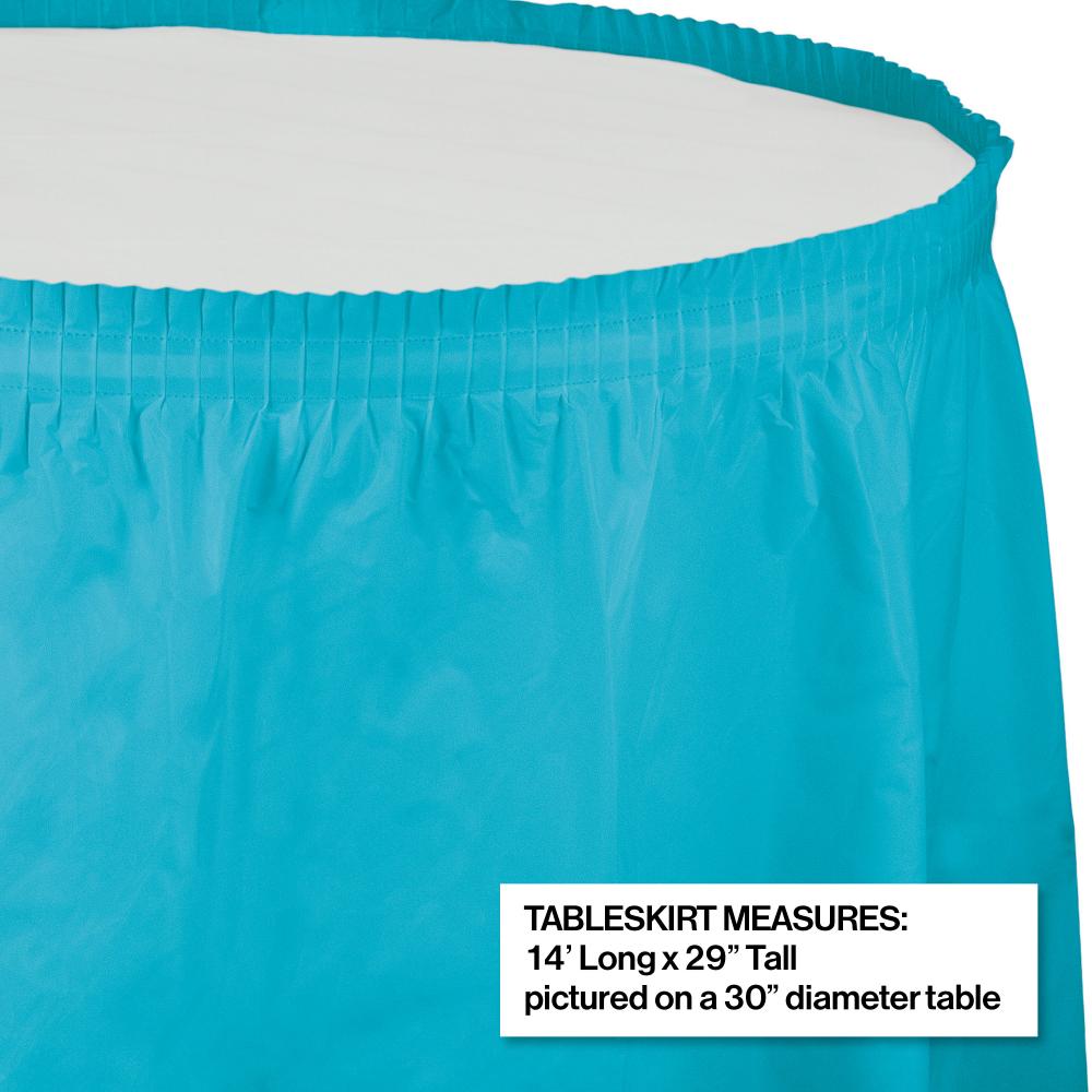 Bermuda Blue Plastic Tableskirt, 14' X 29"