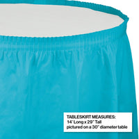 Bermuda Blue Plastic Tableskirt, 14' X 29