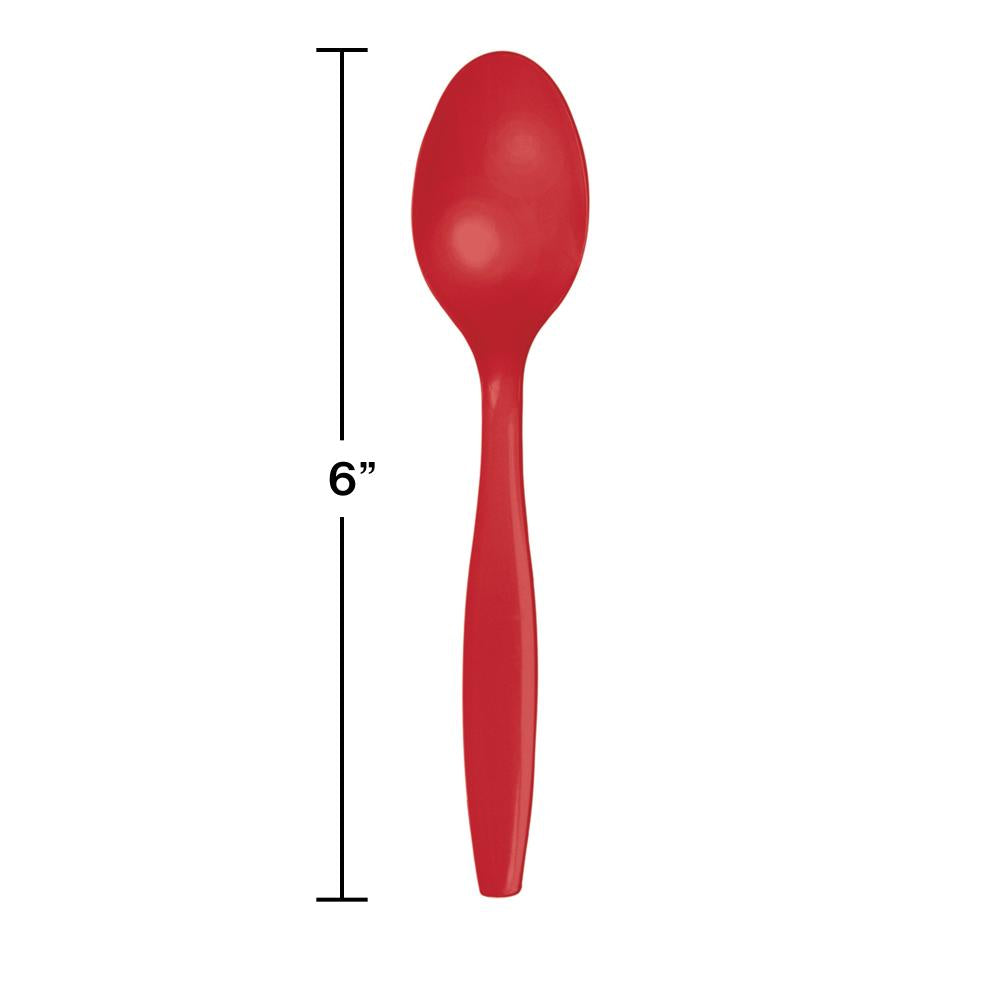 Classic Red Plastic Spoons, 24 ct Party Decoration