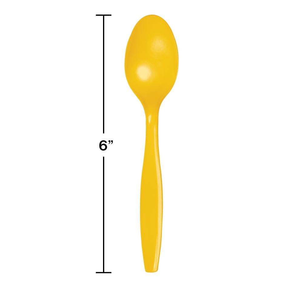 School Bus Yellow Plastic Spoons, 24 ct Party Decoration
