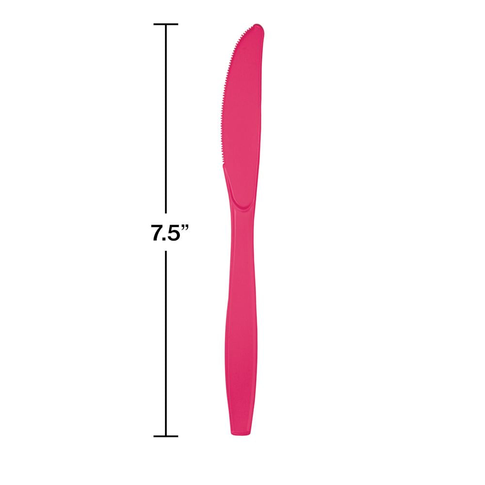 Hot Magenta Pink Plastic Knives, 24 ct Party Decoration