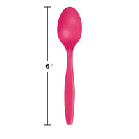 Hot Magenta Pink Plastic Spoons, 24 ct Party Decoration