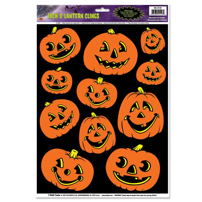 Halloween Jack-O-Lantern Clings - Bulk/132 Clings