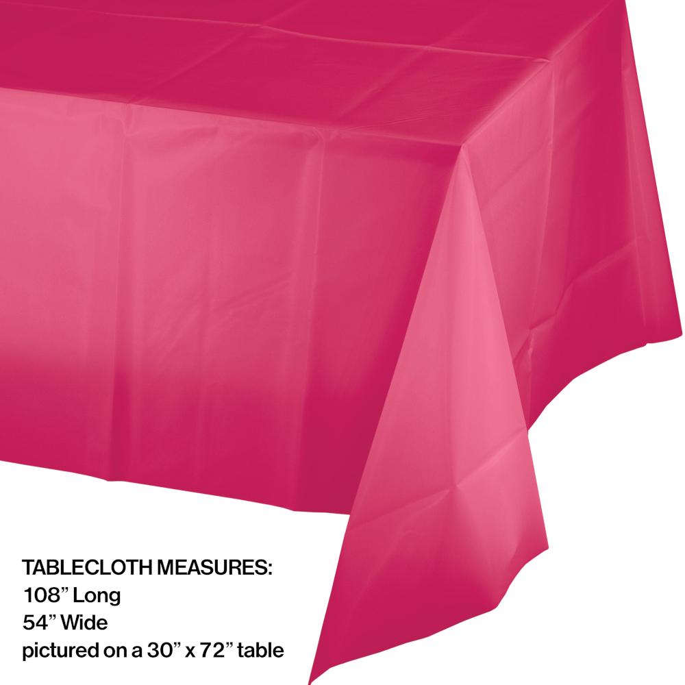 12ct Bulk Hot Magenta Plastic Table Covers