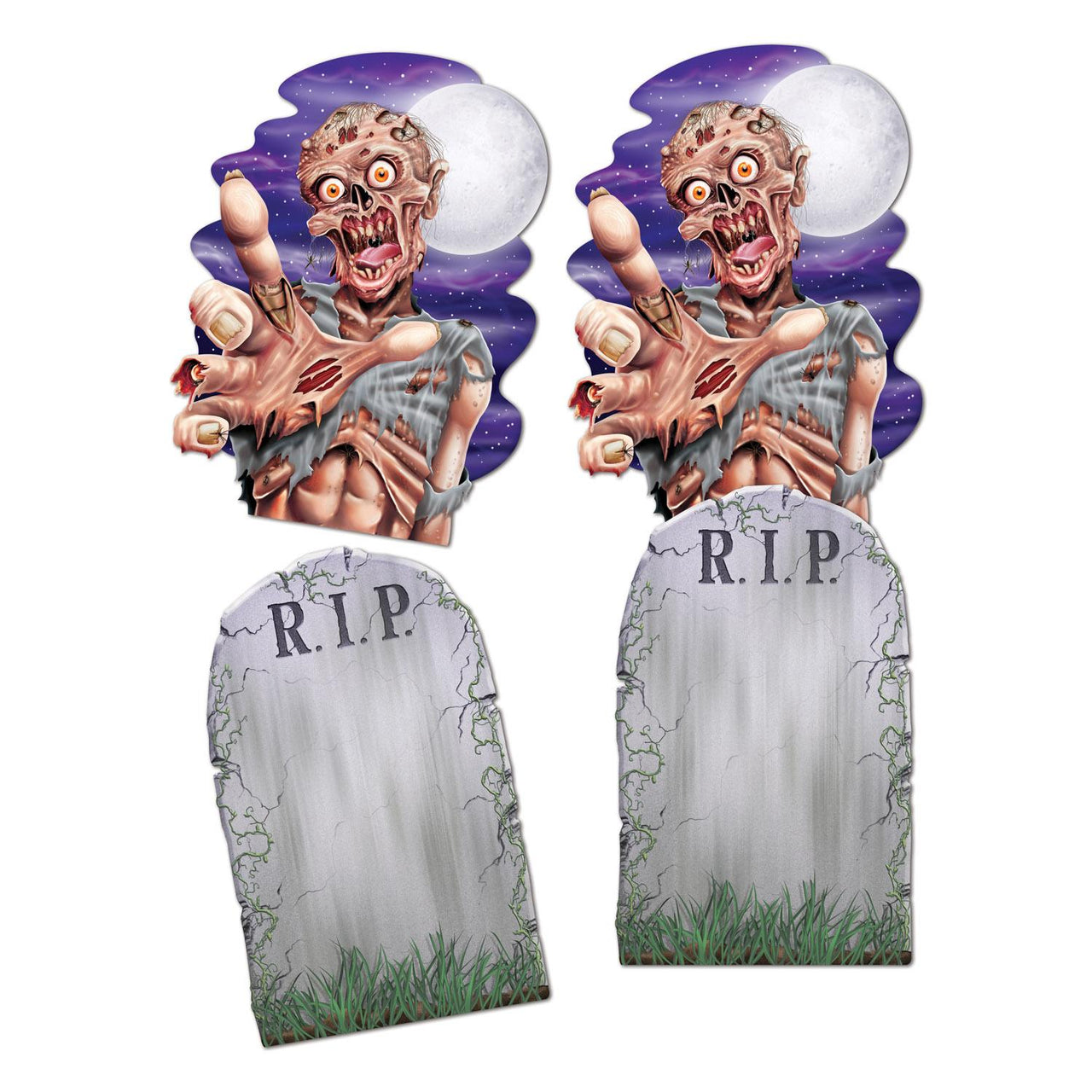 Halloween Jumbo Tombstone/Zombie Cutouts - Bulk 24 Pack