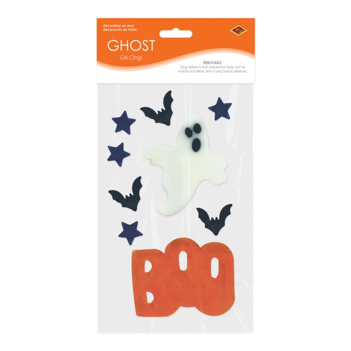 12 Pack Bulk Spooky Ghost Gel Clings Halloween Window Decorations - view 5