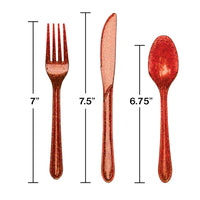 288ct Bulk Red Glitz Glitter Assorted Cutlery