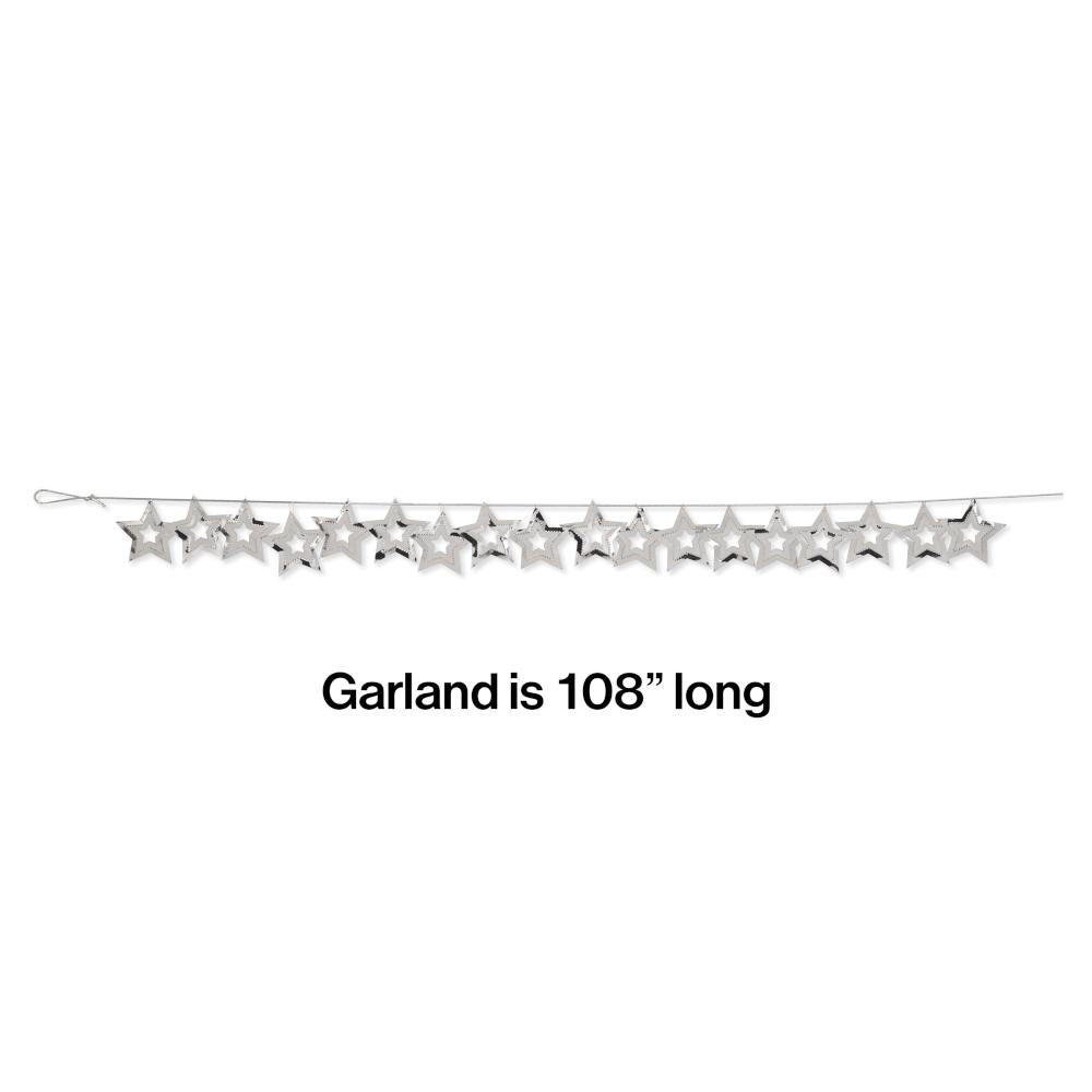 12ct Bulk Silver Stars Garland