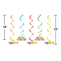 Birthday Decor Dizzy Stripes Hanging Danglers (5/Pkg)