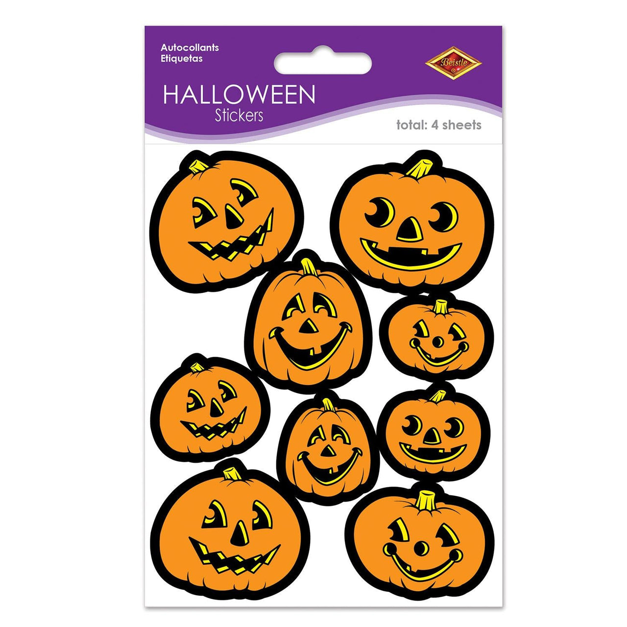 Halloween Jack-O-Lantern Stickers - Bulk/48 Sticker Sheets
