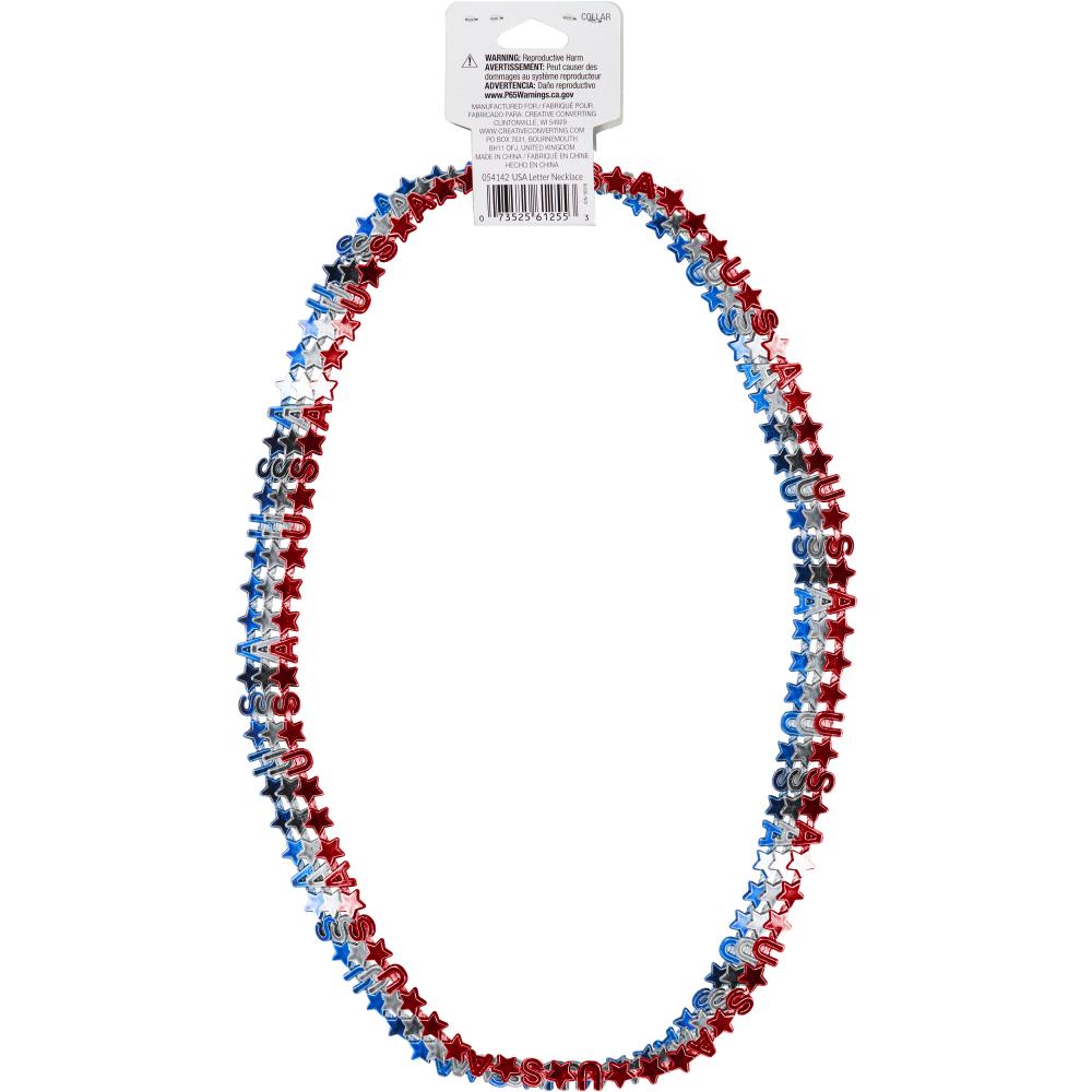 Patriotic Letter Necklace, Usa 33", 3 ct Party Decoration