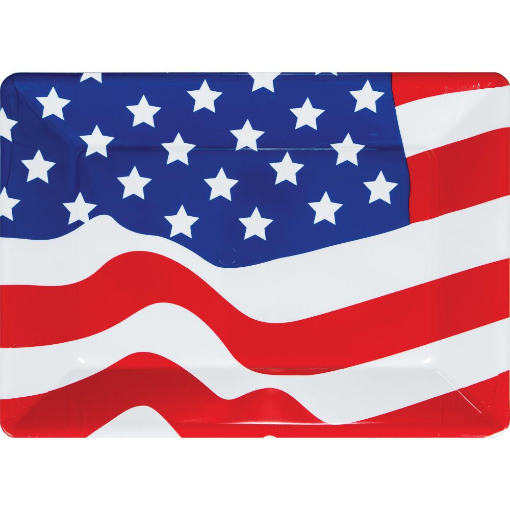 USA Flag Plastic Serving Tray (1/Pkg)