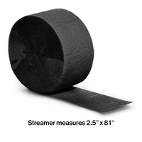 Black Velvet Crepe Streamers 81' Party Decoration