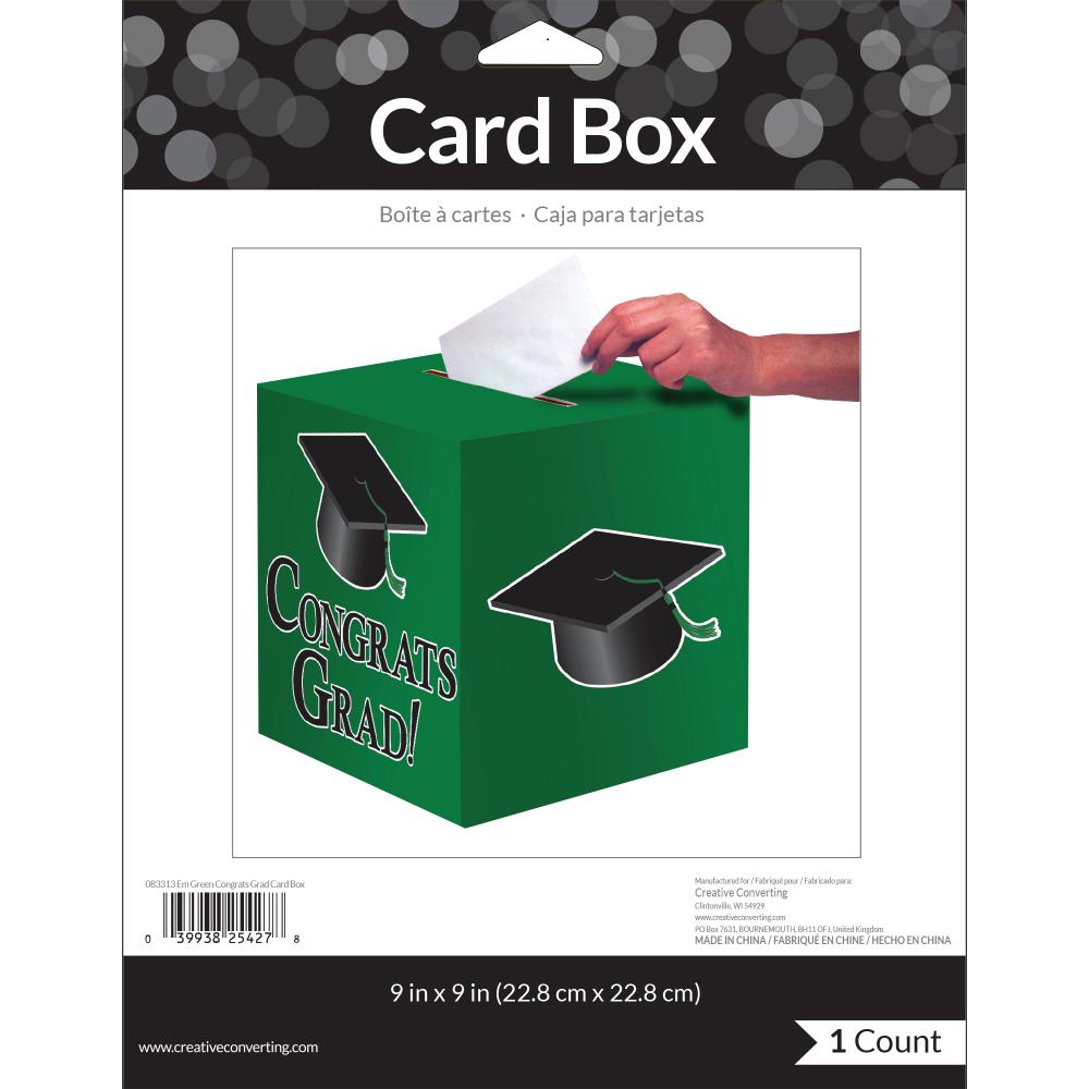 Graduation Card Box, Grad, 9" Green Party Decoration