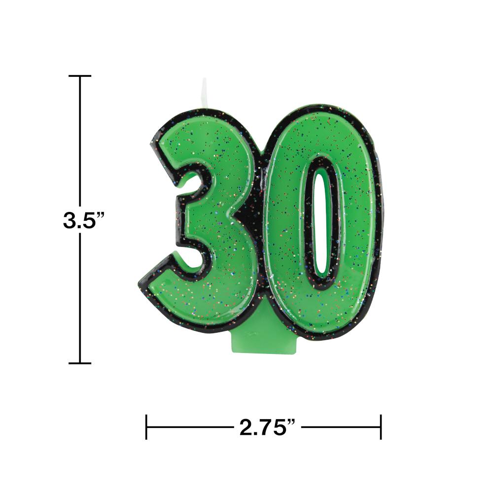 6ct Bulk 30th Birthday Glitter Candles