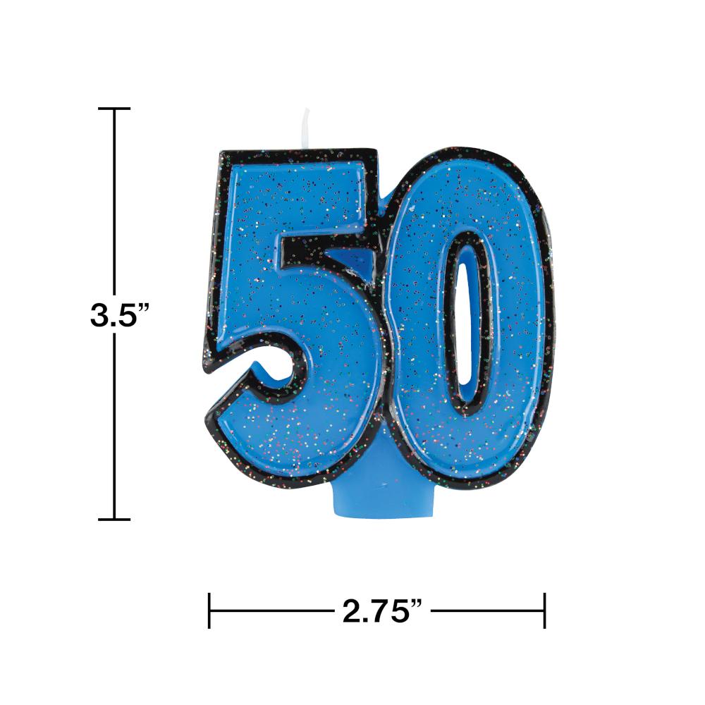 6ct Bulk 50th Birthday Glitter Candles