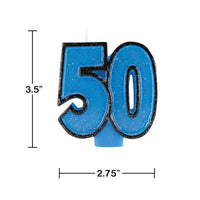 6ct Bulk 50th Birthday Glitter Candles