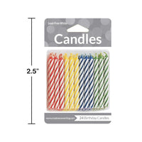 Assorted Primary Color Candles, 24 ct Party Decoration