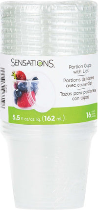 Clear Plastic 5.5 Oz Portion Cups, Clear w/Lid (16/Pkg)