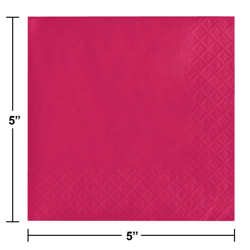 Hot Magenta Beverage Napkin 2Ply (50/Pkg)