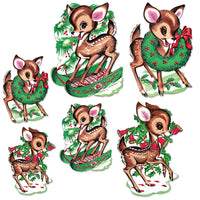 Vintage Christmas Reindeer Cutouts - Bulk 72 Pack