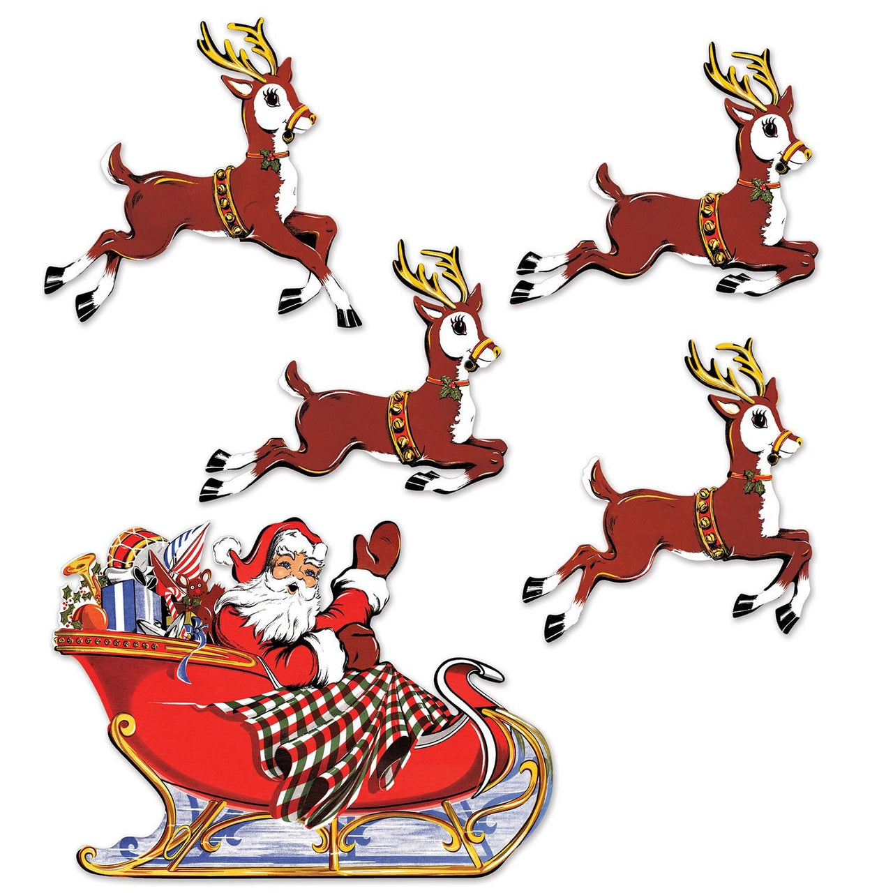 Vintage Christmas Santa/Sleigh Cutouts - Bulk/60 Cutouts