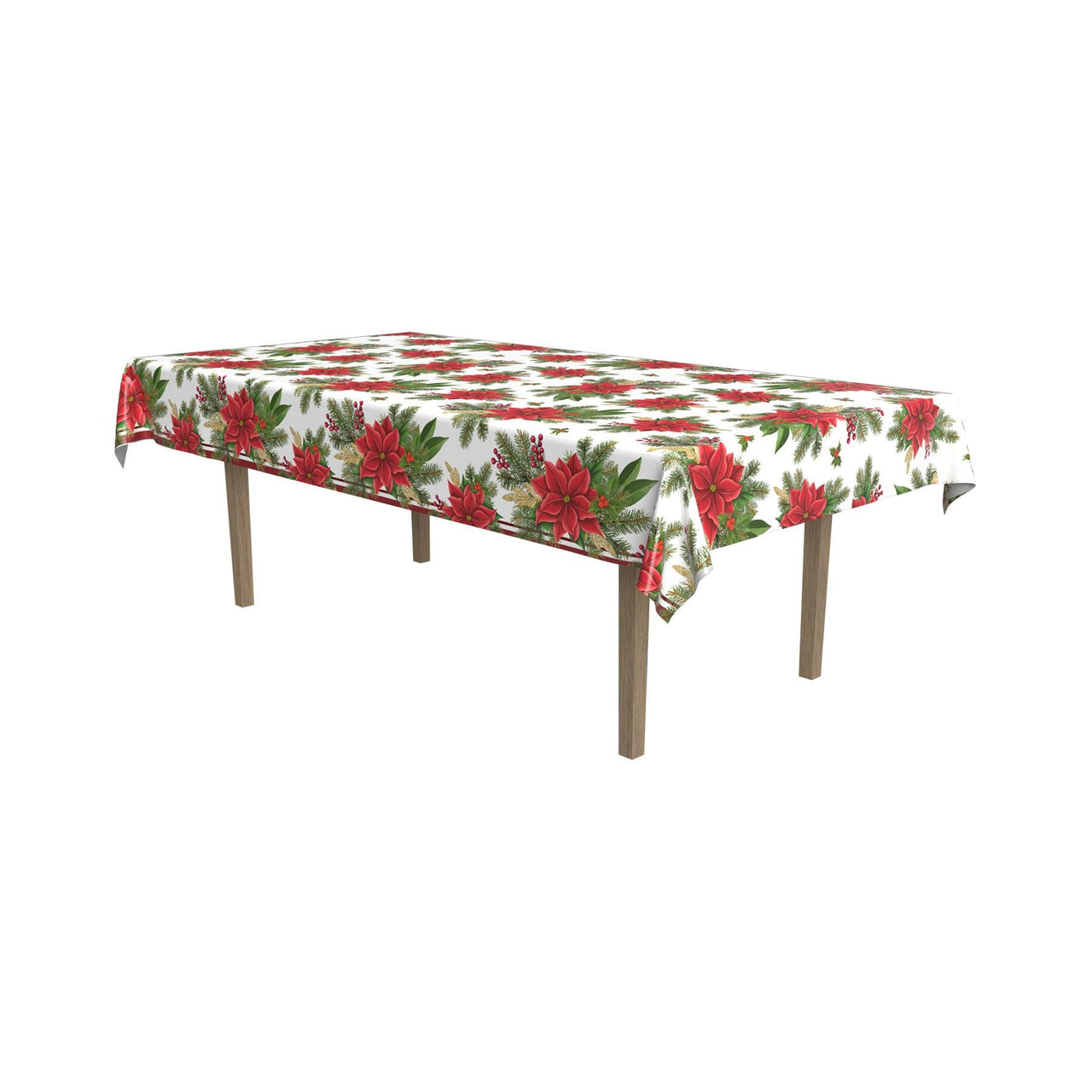 Christmas Poinsettia Tablecover - Bulk 12 Pack
