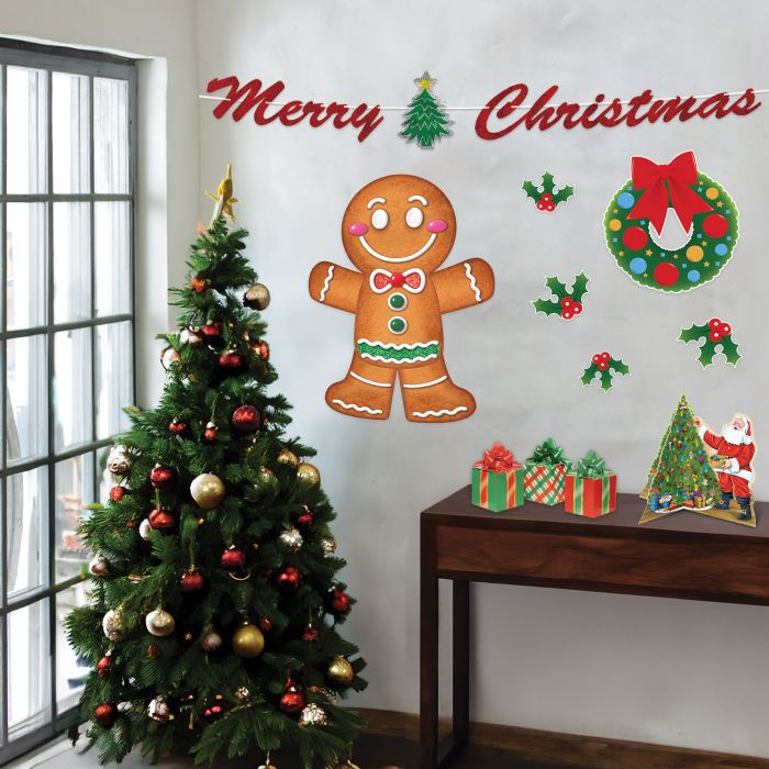 12 Pack Bulk Jointed Gingerbread Man Wall Decoration