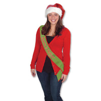 Christmas Santa's Helper Satin Sash - Bulk 6 Pack
