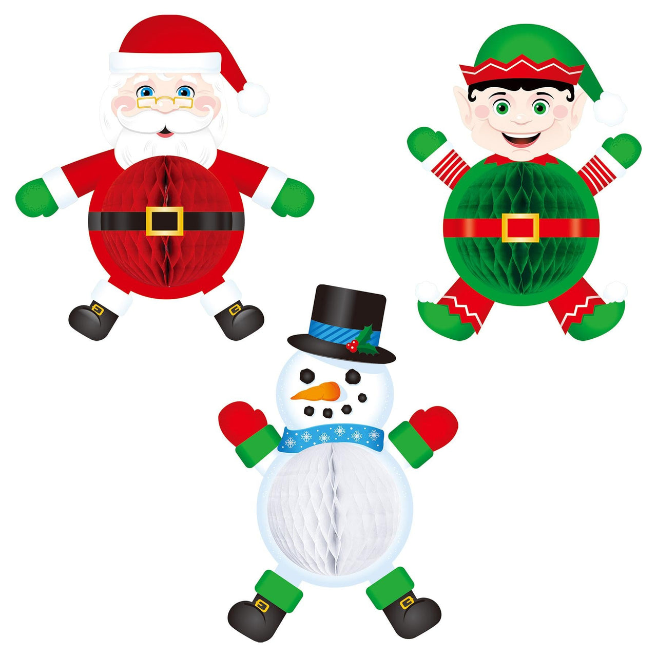 Tissue Elf, Santa/Snowman Decorations - Bulk/36 Decorations