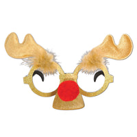 Christmas Glittered Reindeer Glasses - Bulk 12 Pack