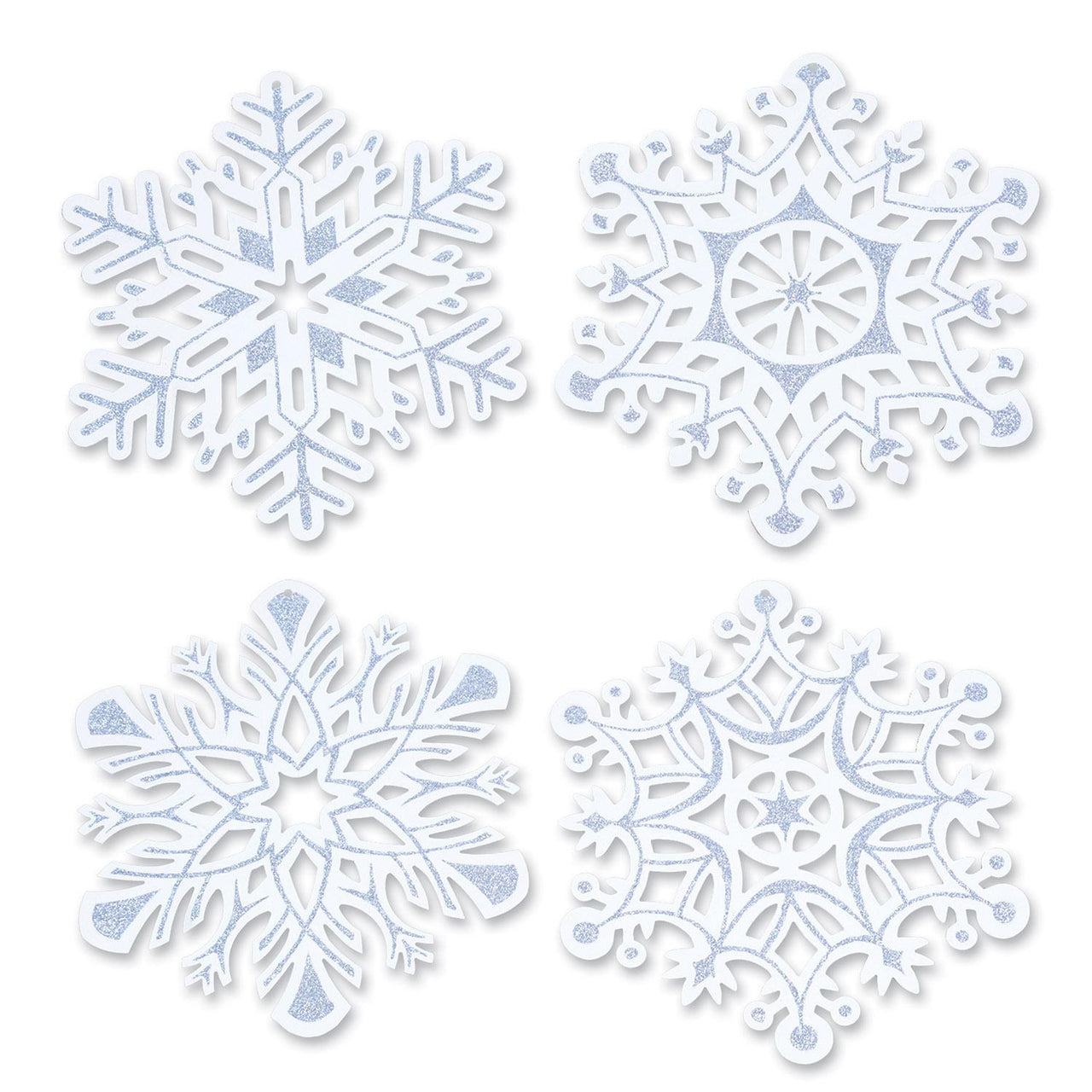 Christmas Glittered Snowflake Cutouts - Bulk 24 Pack