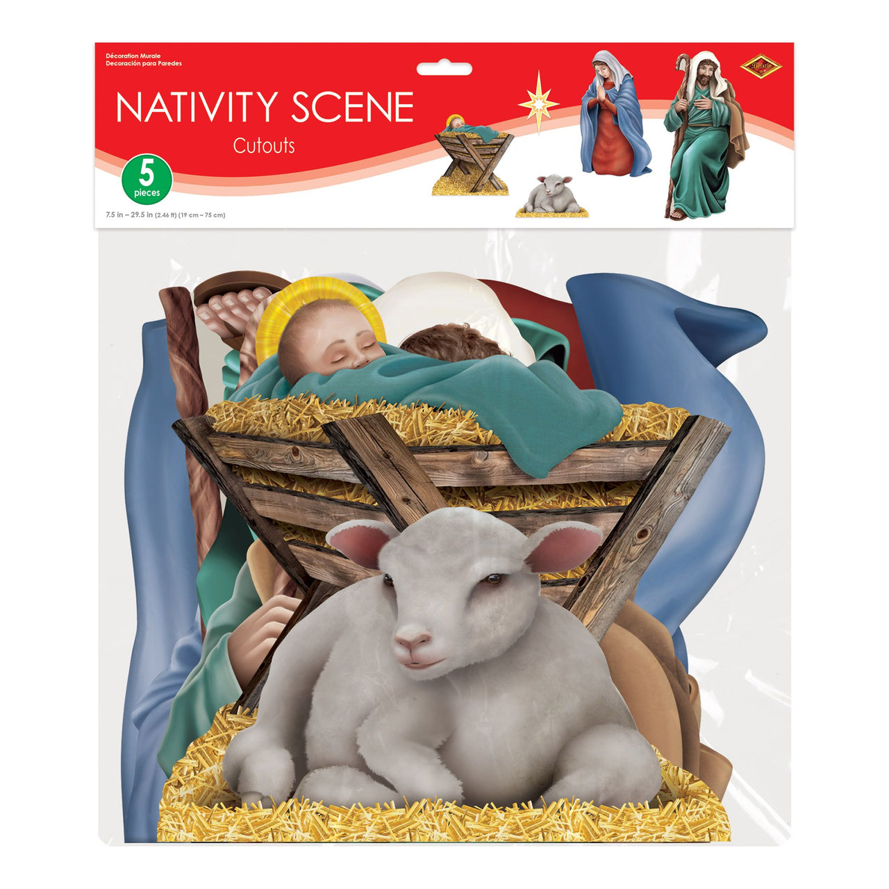 60 Pack Bulk Nativity Scene Cutouts Double-Sided Christmas Decorations