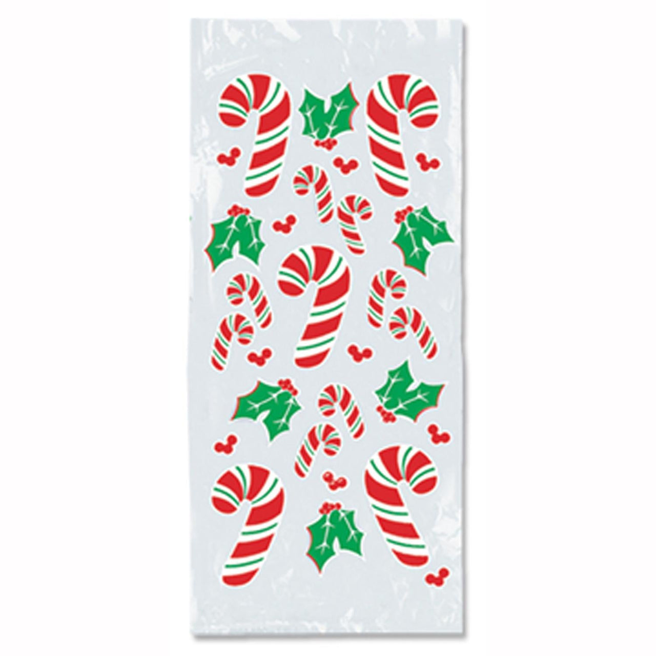 Christmas Candy Cane/Holly Cello Bags - Bulk/300 Bags