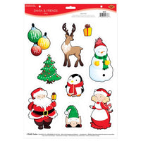 12 Pack Bulk Santa/Friends Cling Sheet