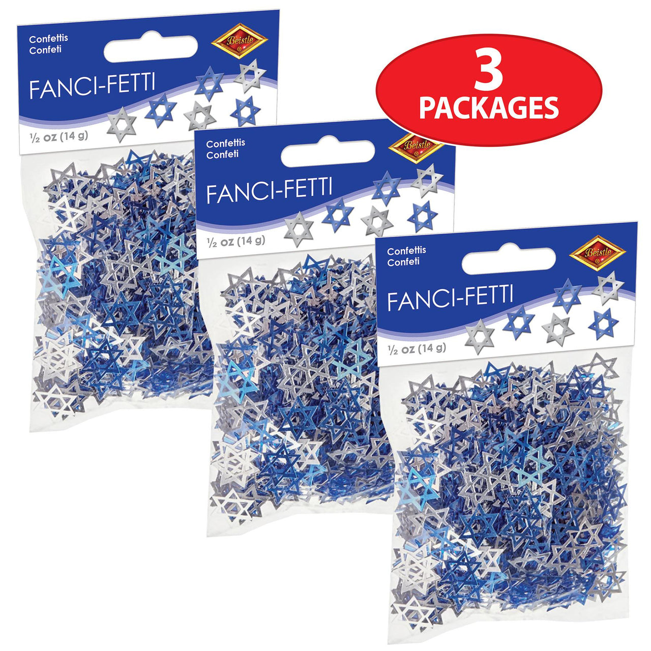 confetti Star of David - blue & silver
