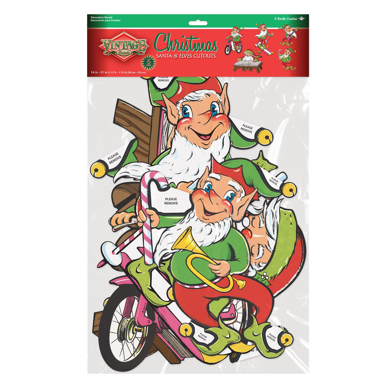 Bulk Vintage Christmas Santa & Elves Cutouts (Case of 60) by Beistle