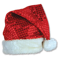 Christmas Sequin-Sheen Santa Hat - Bulk 12 Pack