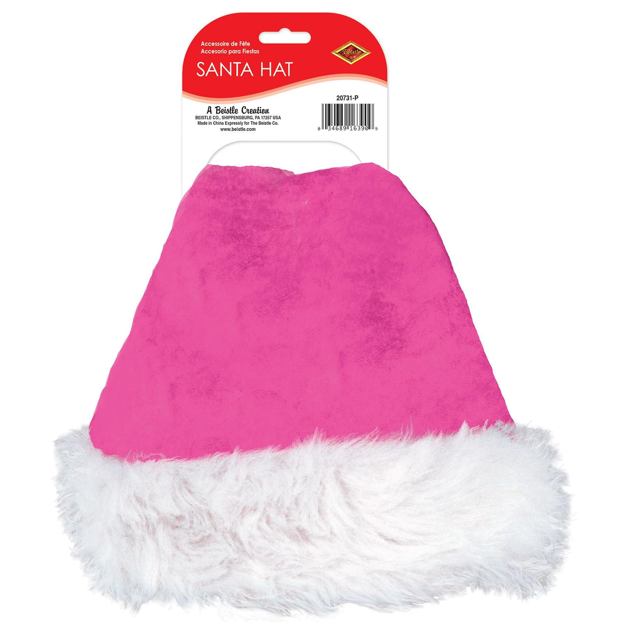 Bulk Cerise Velvet Santa Hat with Plush Trim (Case of 12) by Beistle