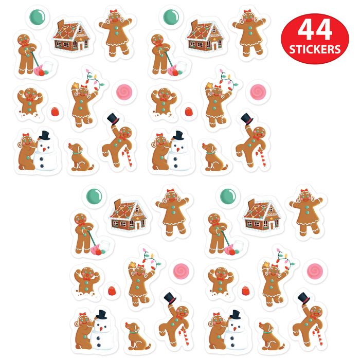 12 Packs Bulk Gingerbread Stickers 4/Pack