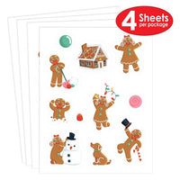 12 Packs Bulk Gingerbread Stickers 4/Pack