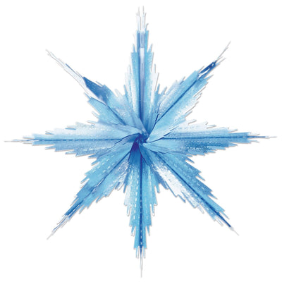 Christmas 2-Tone Metallic Snowflakes - blue/silver - Bulk/24 Snowflakes