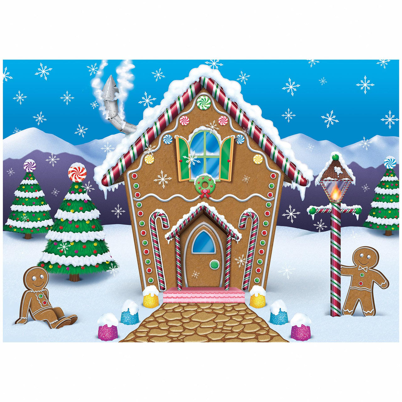 Christmas Gingerbread House Fabric Backdrop - Bulk 6 Pack