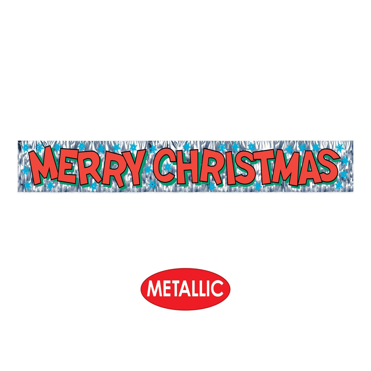 Bulk Metallic Merry Christmas Fringe Banner Decoration (Case of 12) by Beistle