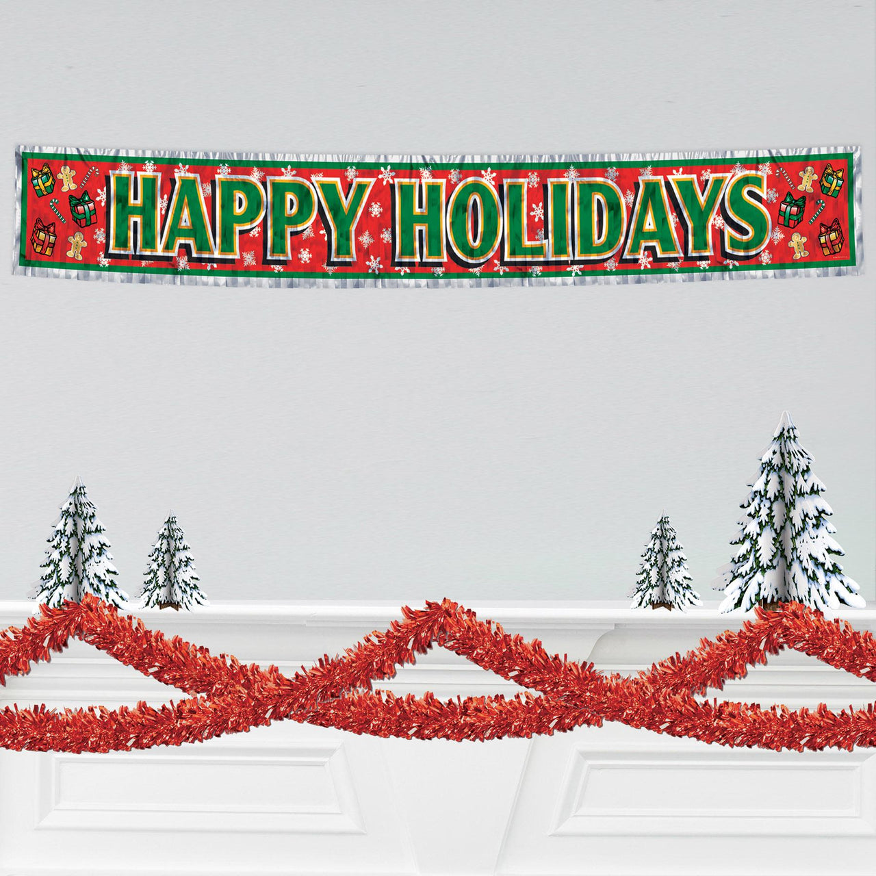 Metallic Happy Holidays Fringe Banner Decoration