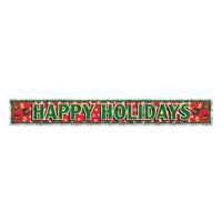 Metallic Happy Holidays Fringe Banner - Bulk 12 Pack